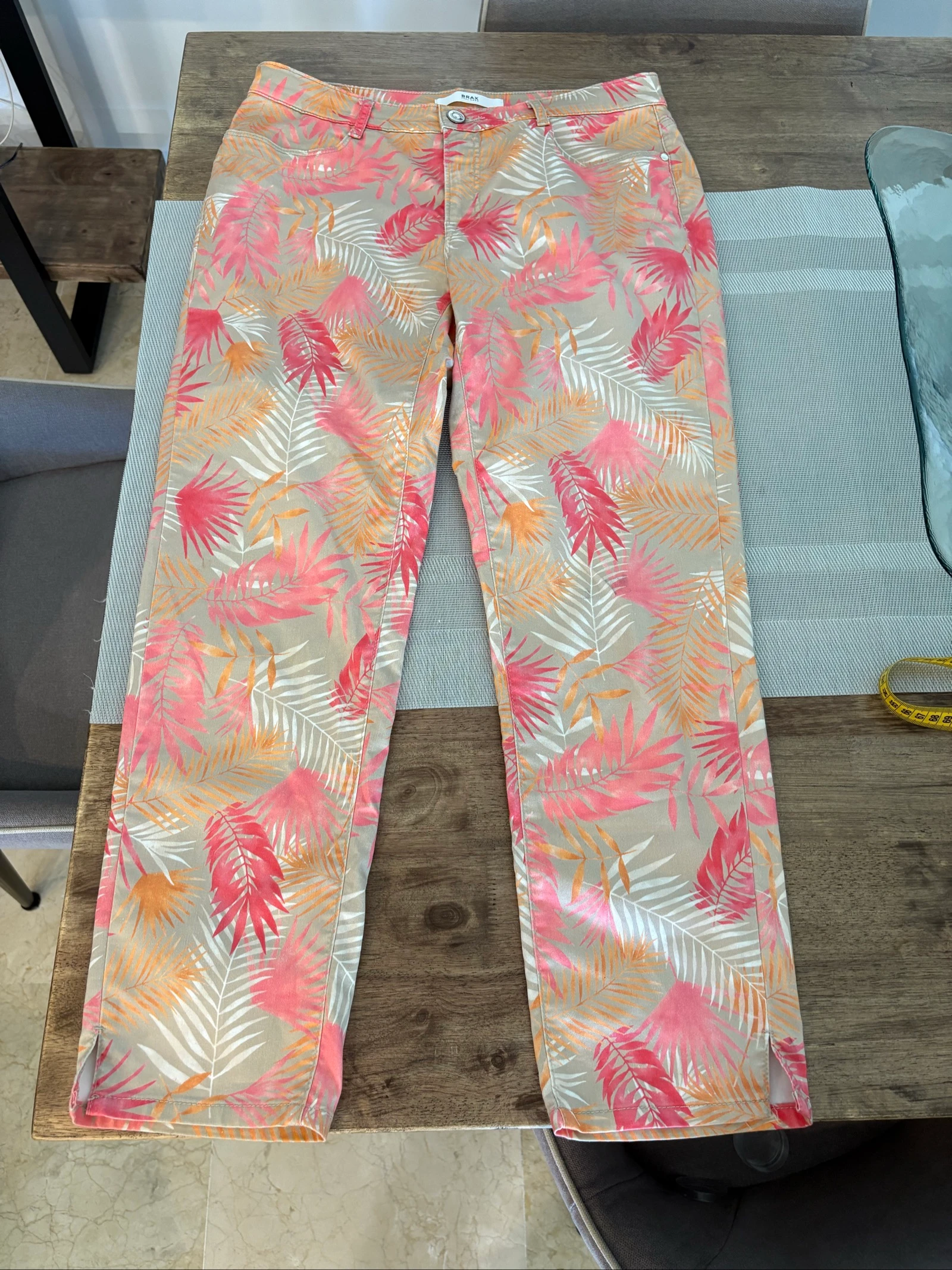BRAX Feel Good Mary S taupe palm tree print pink/orange pants - 38 (FR40) – photo 2